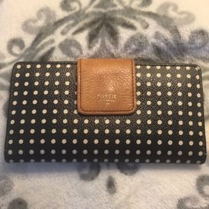 Fossil Black & White Polka Dot Sydney wallet
